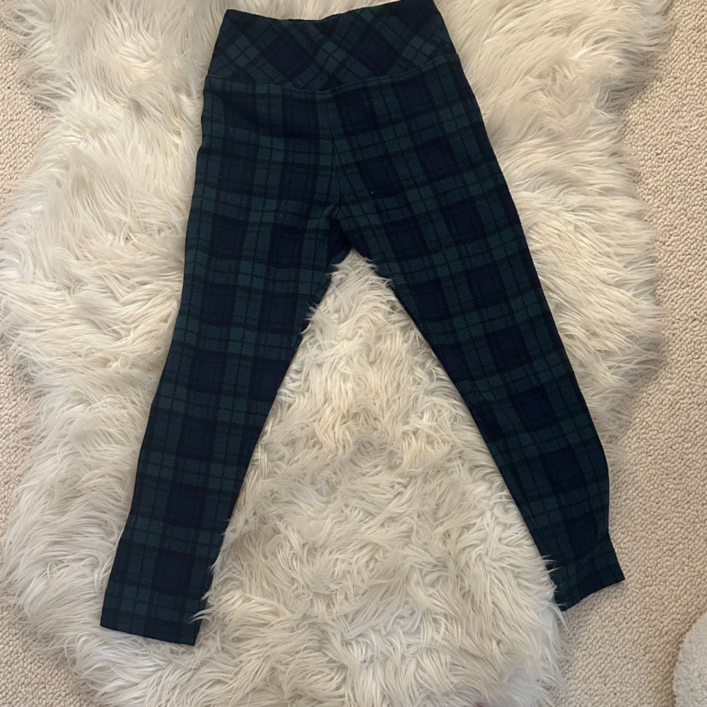 Vineyard Vines Kids Plaid Leggings - Navy and Green
